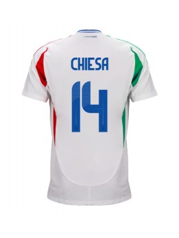 Italien Federico Chiesa #14 Replika Borta Kläder EM 2024 Kortärmad